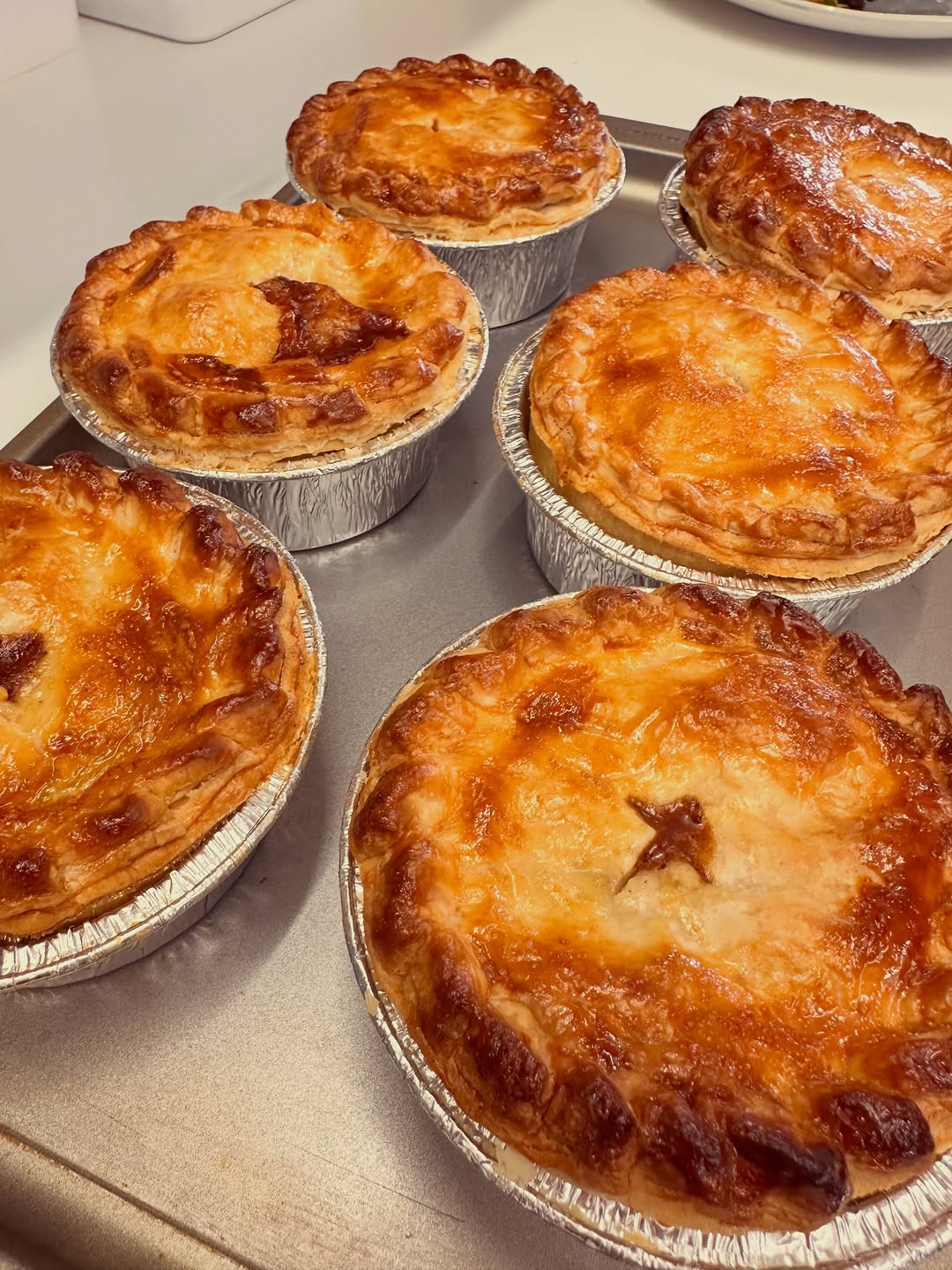 Fresh steak and ale pies just out of the oven